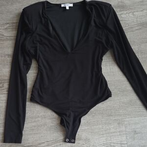 Good American Black Long Sleeve Bodysuit